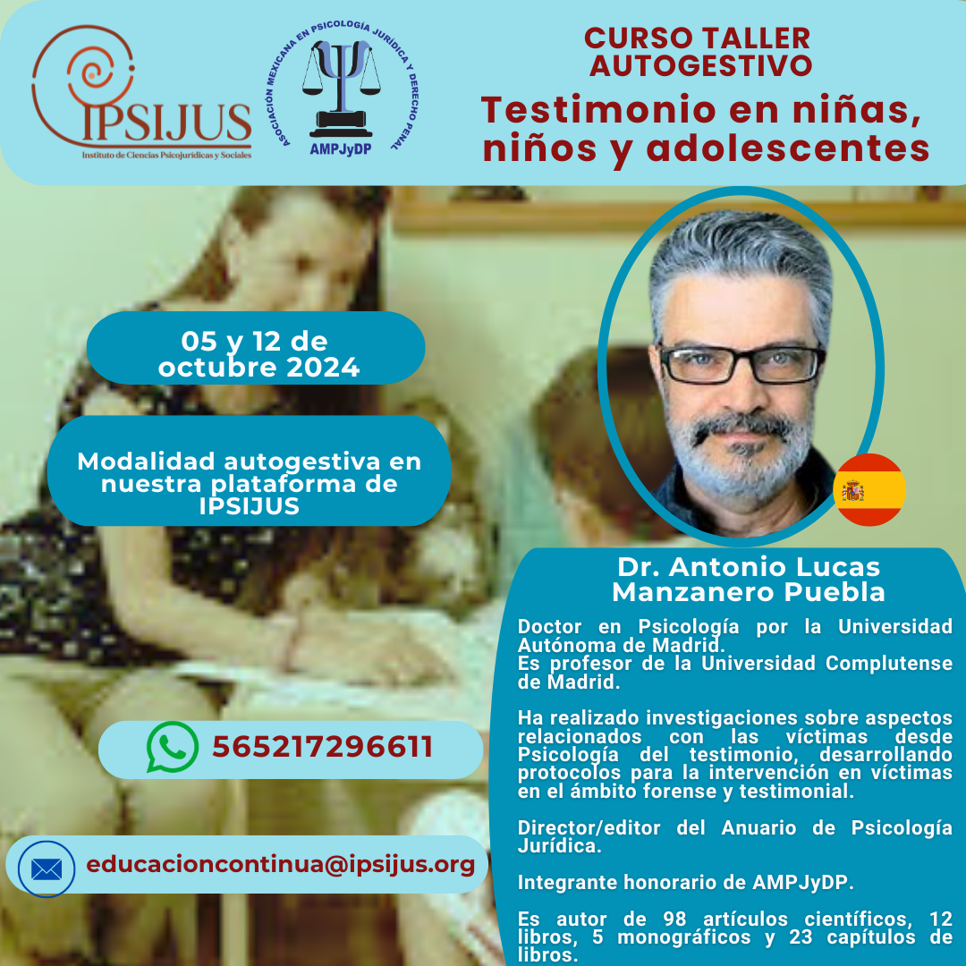 Curso-Taller.  AUTOGESTIVO  “Testimonio en niños, niñas y adolescentes”.